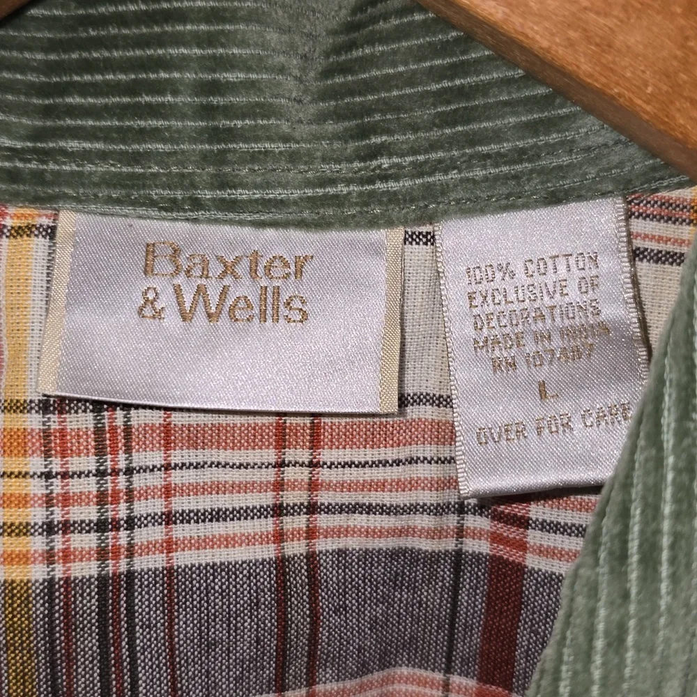 VTG Baxter & Wells Cotton Green Corduroy Fall Vest Womens Size Large - Picture 9 of 14
